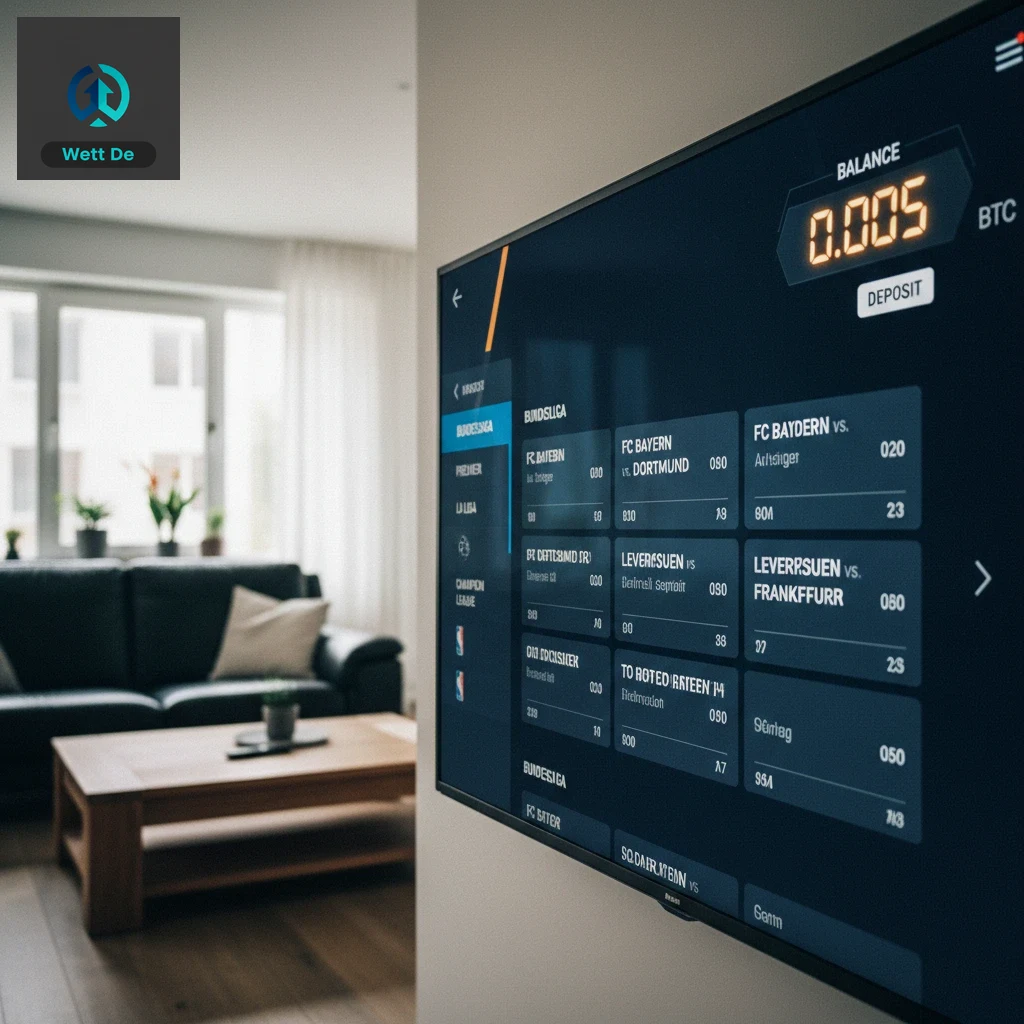 Sportwetten-Lobby mit BTC-Guthaben