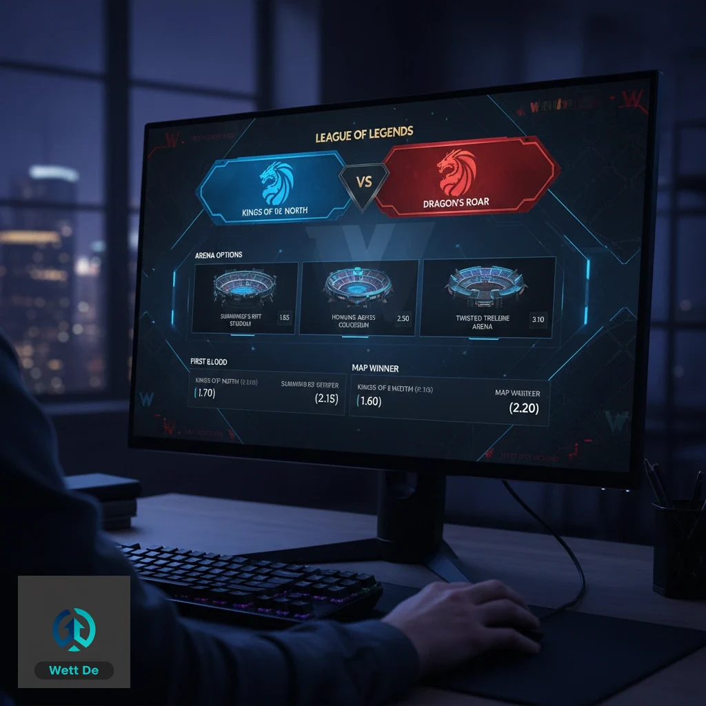Screenshot von eSports-Wettmärkten für ein League of Legends Spiel