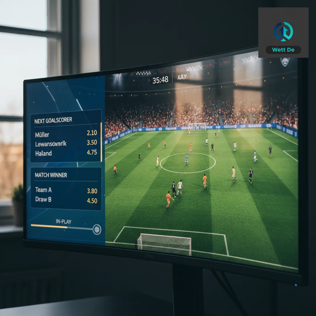 Live-Wetten auf ein E-Soccer-Spiel wie FIFA mit Quoten für das nächste Tor.