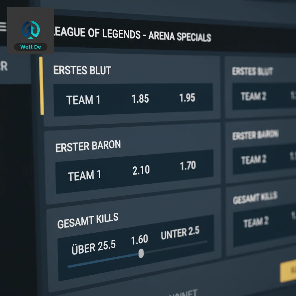 Detailansicht der Wettoptionen für ein LoL-Match, inklusive Quoten für First Blood und Baron.